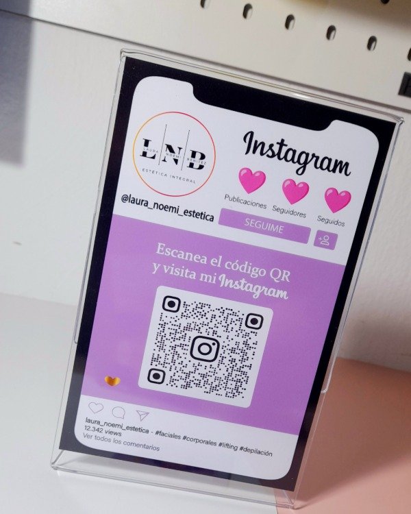 Producto - QR estilo iPhone con soporte Acrílico 10x15