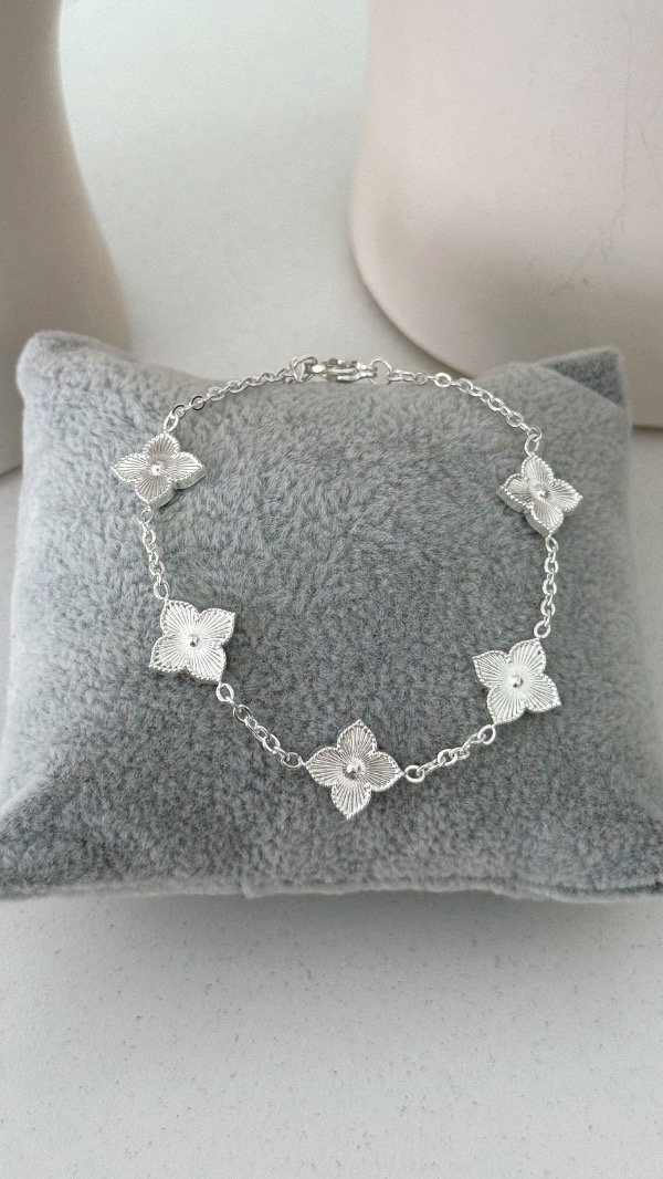 Producto - Pulsera flores textu ACERO BLANCO