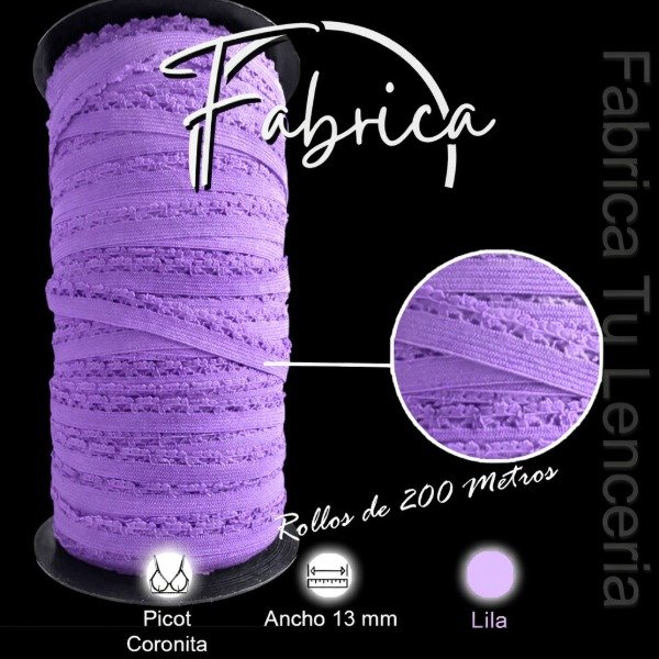 Producto - Picot Coronita Lila 13mm Elacín (rollo)