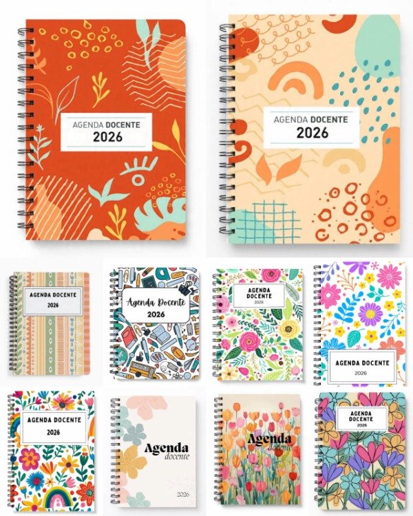 Producto - Pack N8 Agendas Docentes 2026 17 diseños