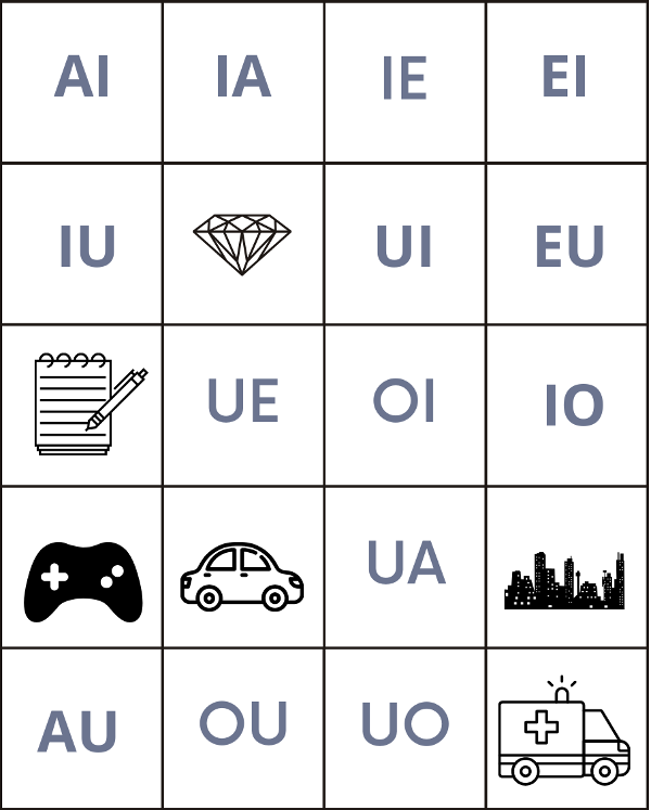 Producto - Bingo de diptongos