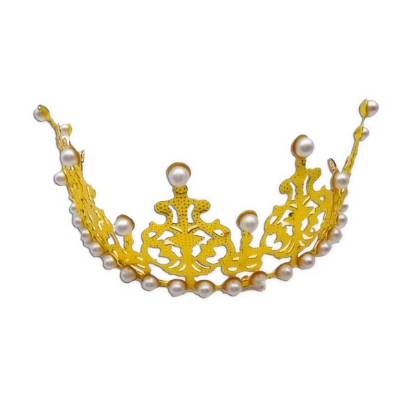 Producto - Corona metal con perlas Dorado
