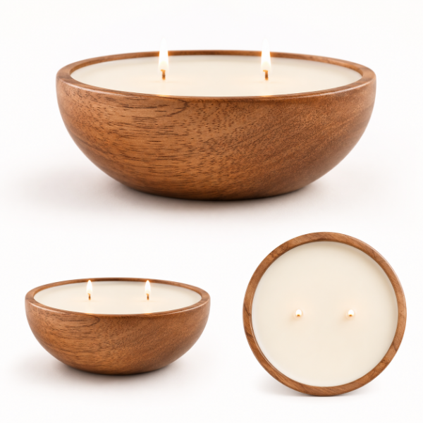 Producto - Velas - Cuenco Madera - 14x5 Cms