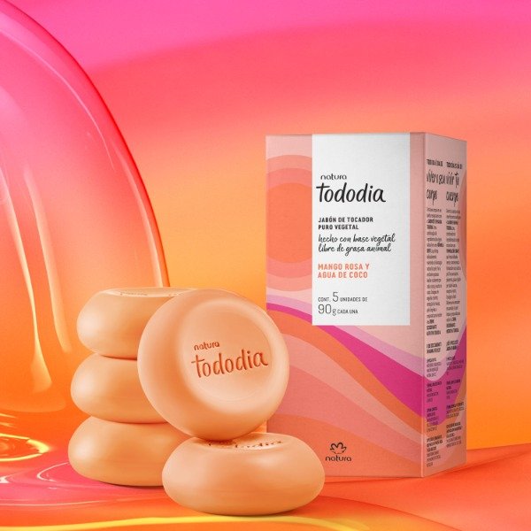 Producto - CAJA X5 JABONES 90 g C/U NATURA TODODIA "MANGO ROSA Y AGUA DE COCO"