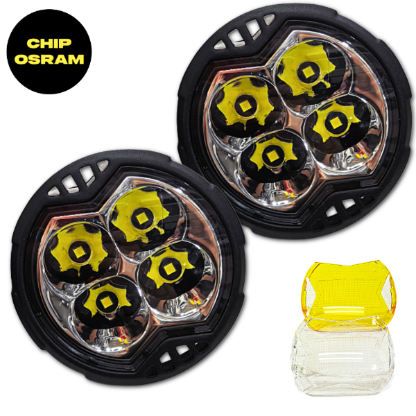 Producto - PAR DE FAROS SL-DAKAR 90 BLANCO CON APLIQUE AMBAR CHIP OSRAM PREMIUM - 0