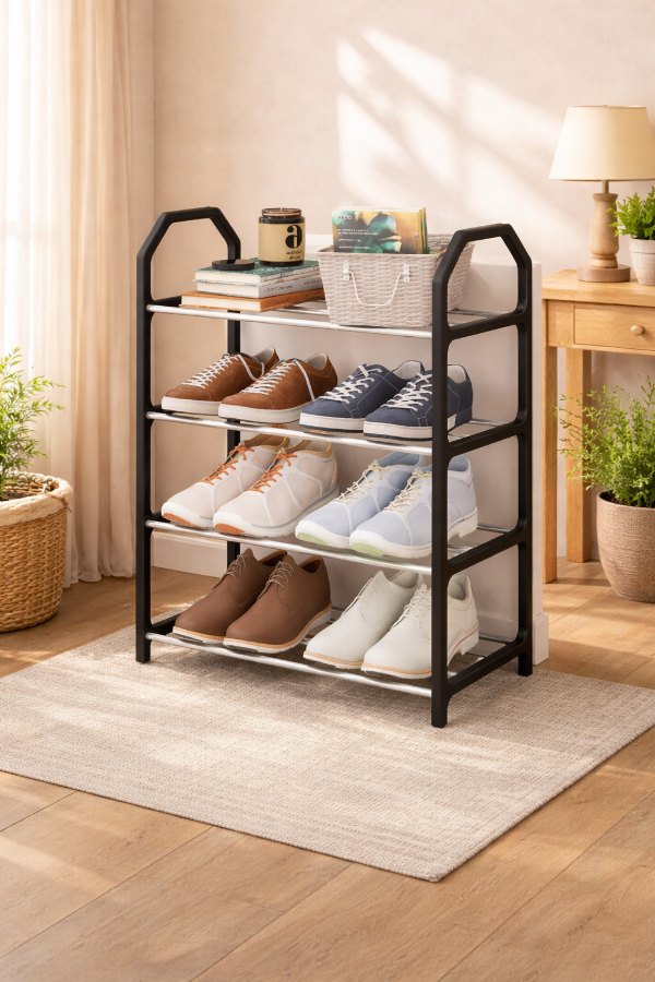 Producto - Zapatero Organizador 4 Estantes - Estantería Compacta Multiuso para Hogar