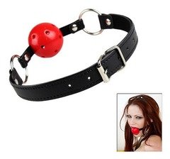 Producto - Mordaza de cuero negro con bola roja