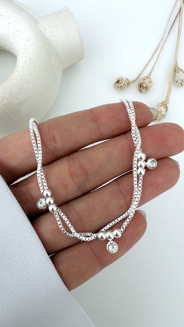 Producto - Pulsera doble torz vene y susy ACERO BLANCO