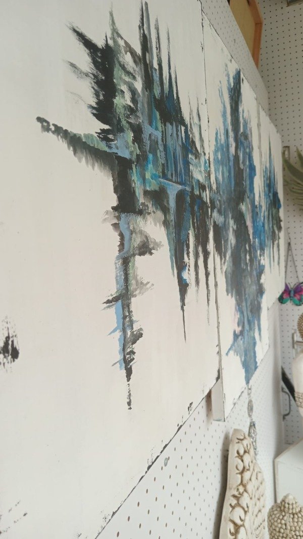 Producto - CUADRO TRIPTICO ABSTRACTO - azul y negro