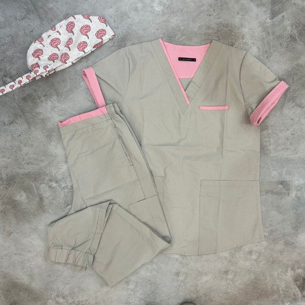 Producto - Ambo Mujer Gris Perla detalle Rosa Jogger (arciel)