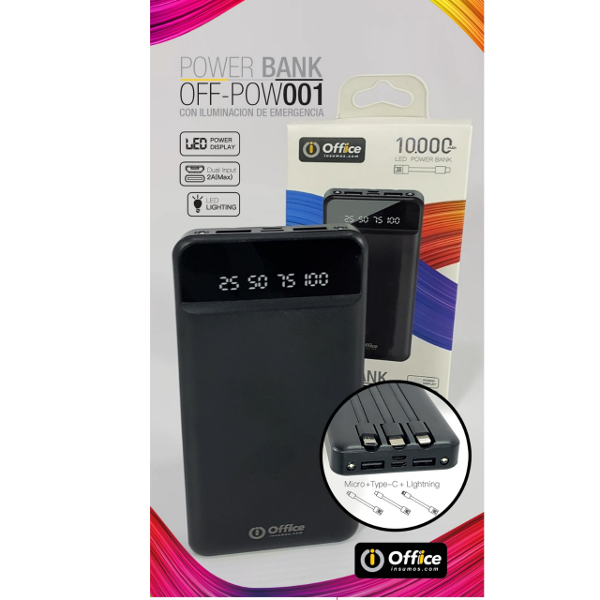 Producto - CARGADOR PORTABLE 10.000 MAH OFF-POW001 OFFICE POWER BANK
