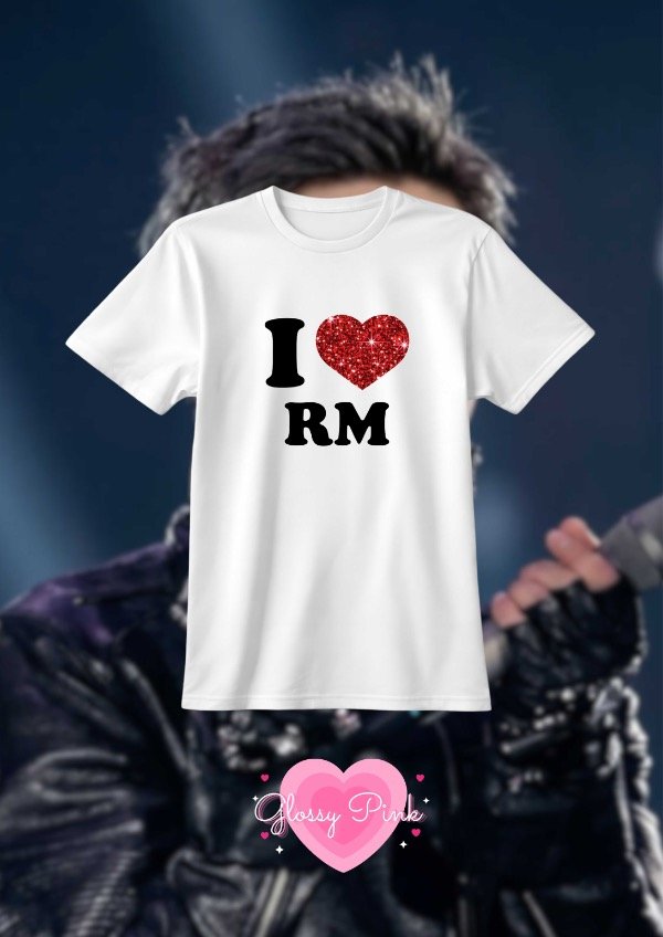 Producto - Remera I Love RM - VINILO TEXTIL GLITTER