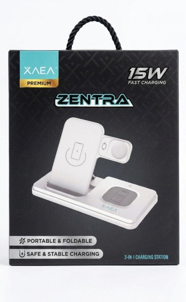 Producto - ESTACION DE CARGA INALAMBRICA 3 EN 1 ZENTRA HT514 MODX000H  BLANCO - 0