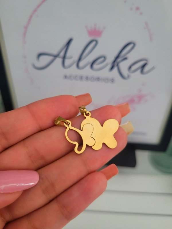 Producto - Dije mariposas para compartir de acero dorado - 0