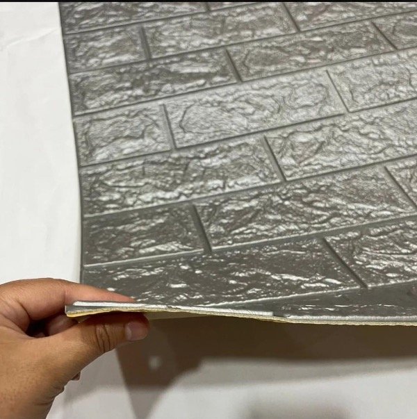 Producto - Placas 3D autoadhesivas ladrillo plateado 70x77 cm - 2