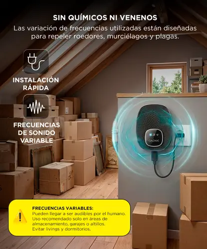 Producto - Repelente para Plagas Ultrasónico Gadnic Ahuyentador Ratas Murcielagos Insectos - 4
