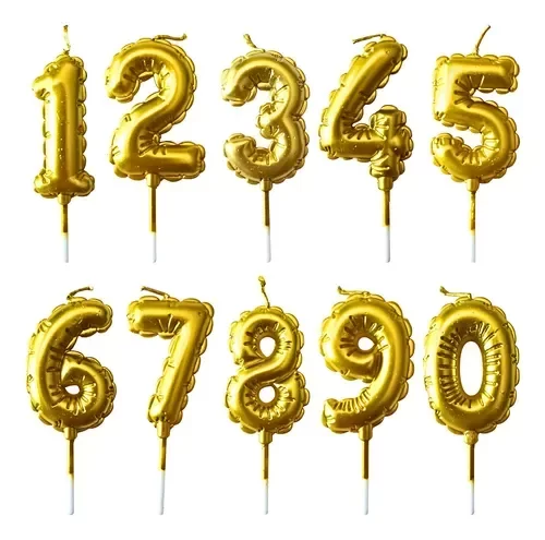 Producto - VELA GLOBITO METALIZADA 10CM NUMEROS DORADO (ELEGIR PRODUCTO)