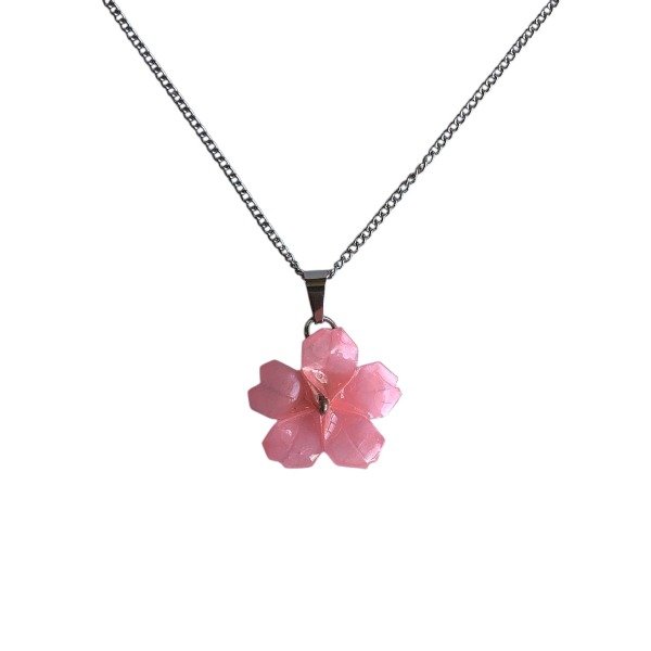 Producto - Collar Flor Sakura Origami Acero Quirurgico Vitrificado 45cm