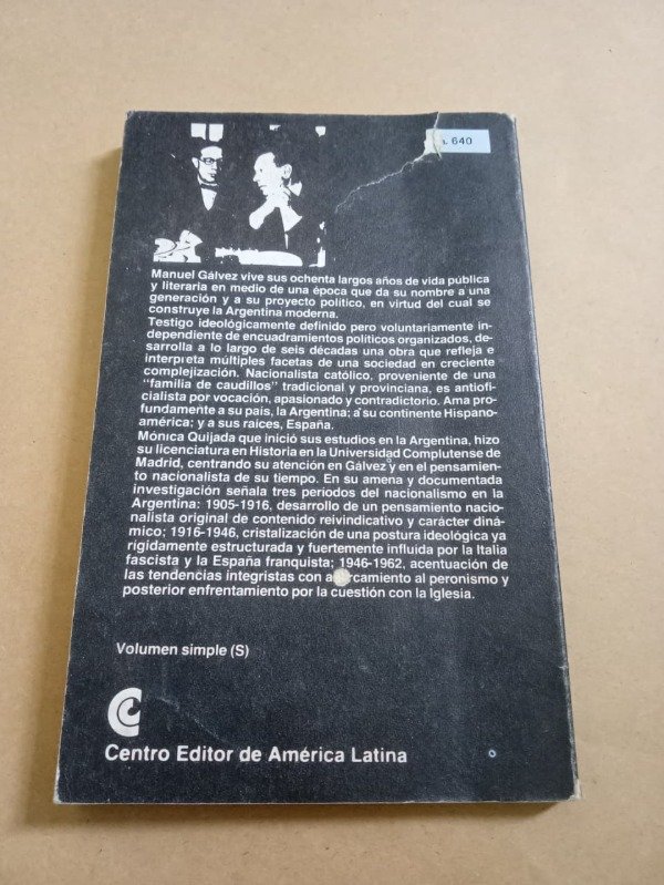 Producto - Manuel Gálvez 60 años de pensamiento - Mónica Quijada - CEAL 1985 - 1