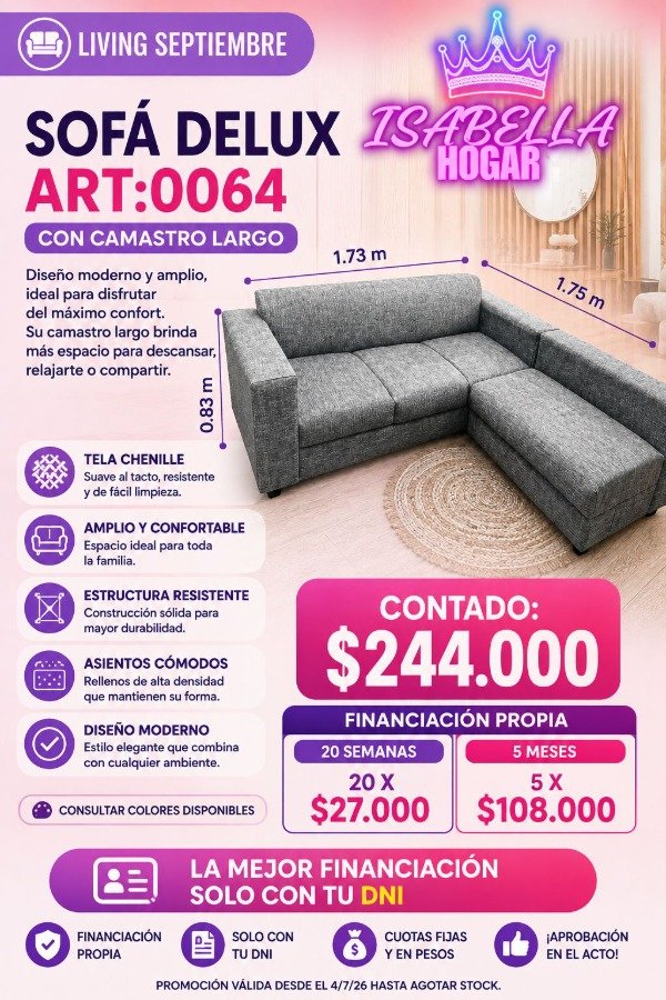 Producto - SOFA DELUX CON CAMASTRO LARGO