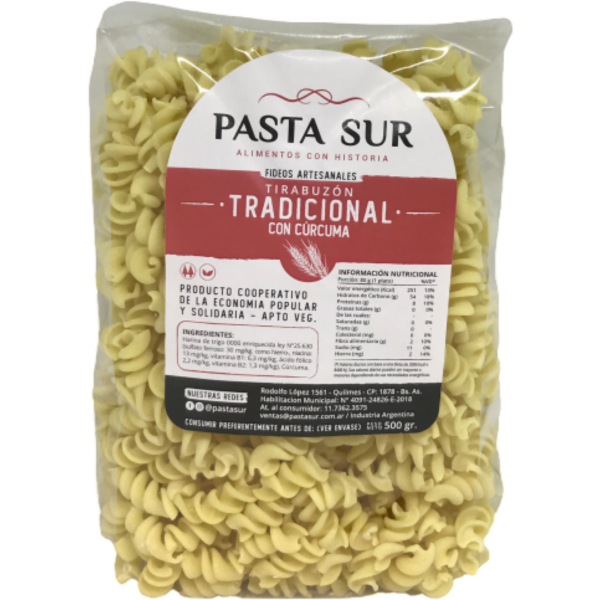 Producto - Fusilli Tradicional con Cúrcuma - paquete 500g [Pasta Sur]