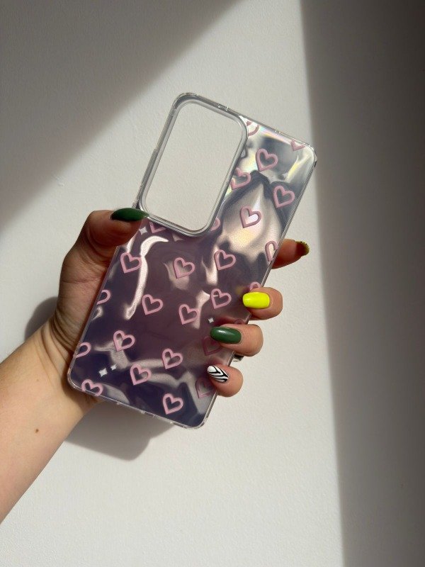 Producto - Case corazon rosa HOLOGRAFICO