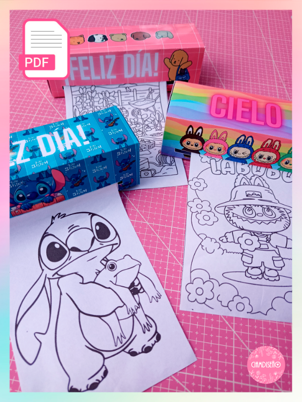Producto - 12 DISEÑOS PDF Y JPG - CAJA CON ROLLITO PARA PINTAR