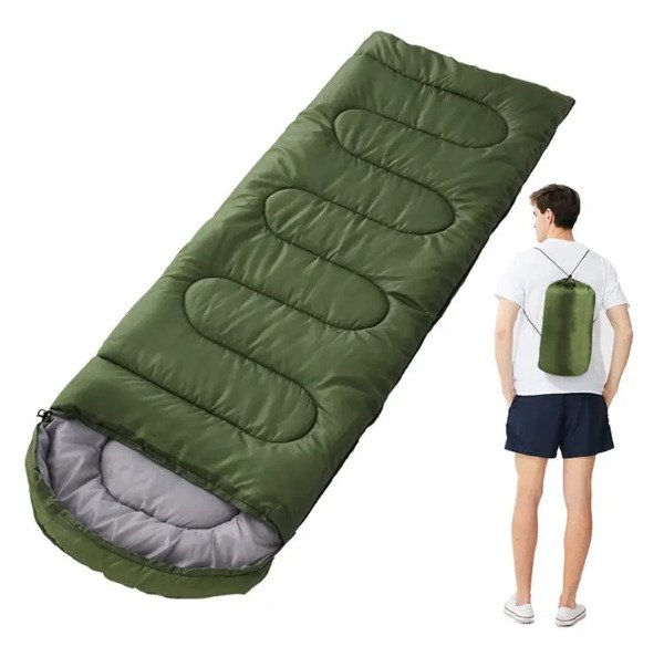 Producto - Bolsa de Dormir con Capucha Verde Tamaño Grande Apertura Completa - 6