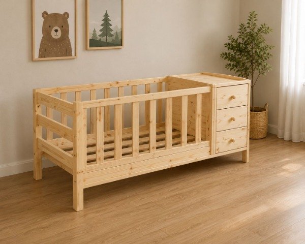Producto - CUNA FUNCIONAL RECTA CON CAJONERA