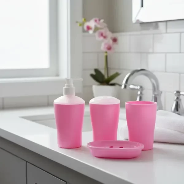 Producto - Set de Accesorios Organizadores de Baño X4 "Smile Rosa Chicle"
