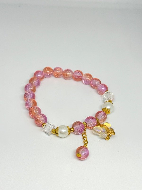 Producto - Pulsera elástica rosa y blanco