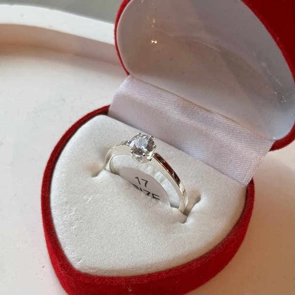 Producto - Anillo acero blanco piedra