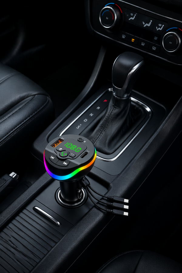 Producto - Cargador Adaptador de Auto USB A/C con Transmisor y Cable