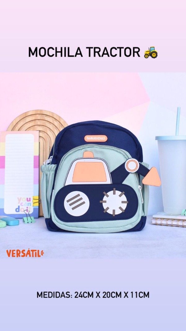 Producto - Mochila bebe tractor azul
