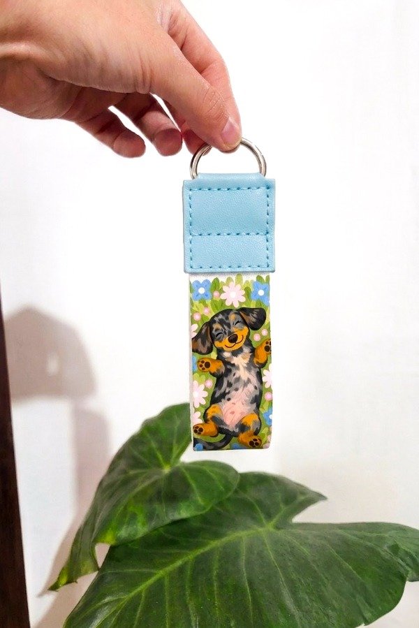 Producto - LLavero con abrojo de cuero CELESTE