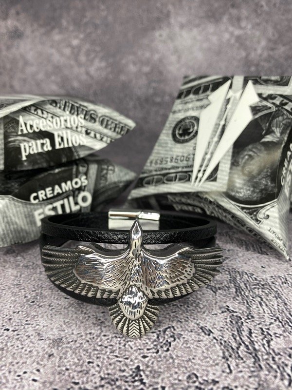 Producto - Pulsera imantada de cuero con águila