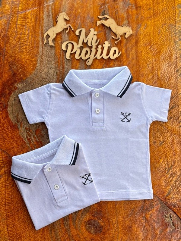 Producto - Chomba Bebé Blanca Cuello Tejido Algodón