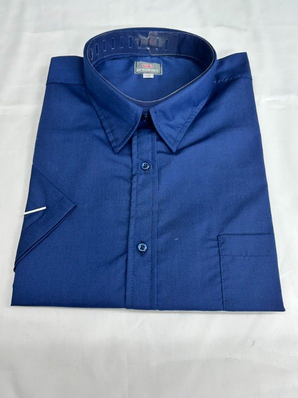 Producto - Camisa Manga Corta Lisa Azul Marino