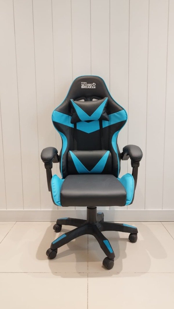 Producto - Silla Gamer Etheos Score Breaker Ergonómica Negro Celeste Cuero Sintético
