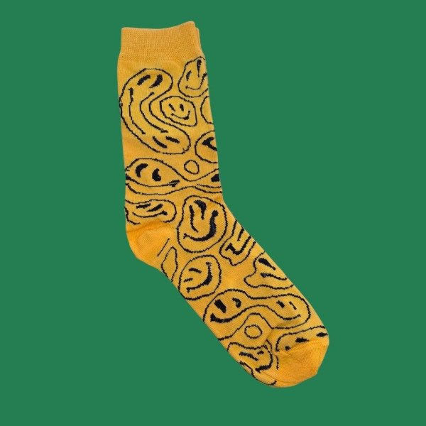 Producto - Medias Intermedia "Carita Psicodelica Amarilla"