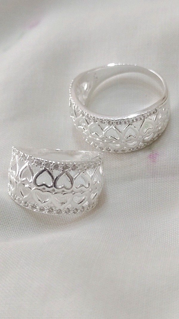 Producto - Anillo de Plata 925 ancho corazones y cubics colores