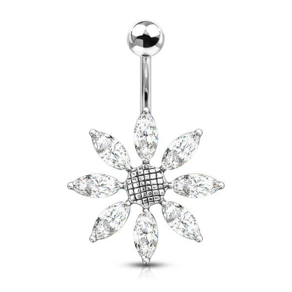 Producto - Piercing Ombligo Flor Grande Cristales