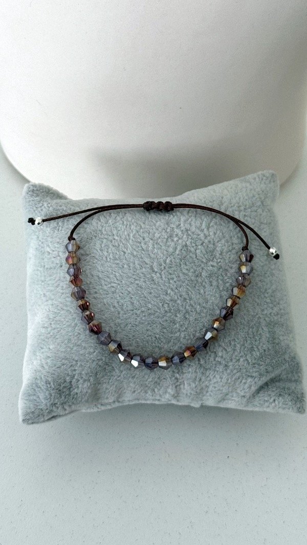 Producto - Pulsera hilo choco ajustable y cristales P925