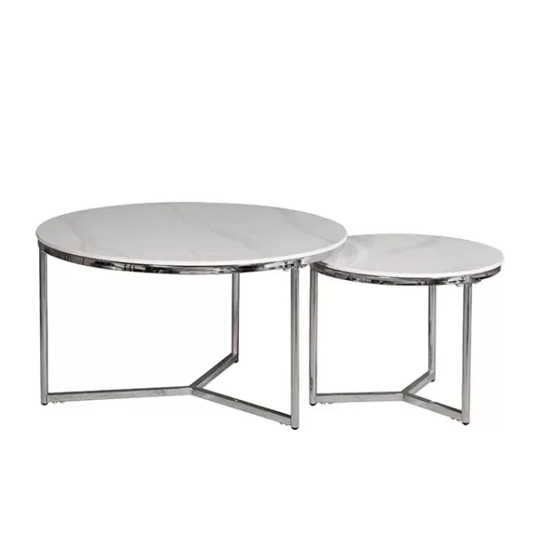 Producto - Mesas Neolith Blanco con base cromada