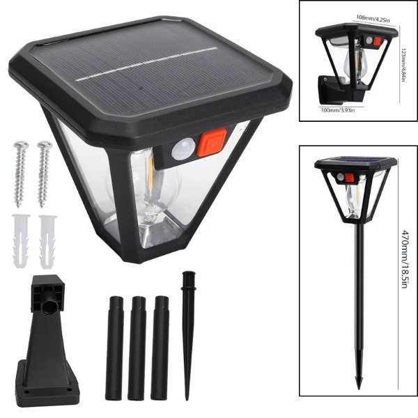 Producto - HG901 Lampara Solar Luz Cálida Sensor Pared/piso Exterior Jardin - 6
