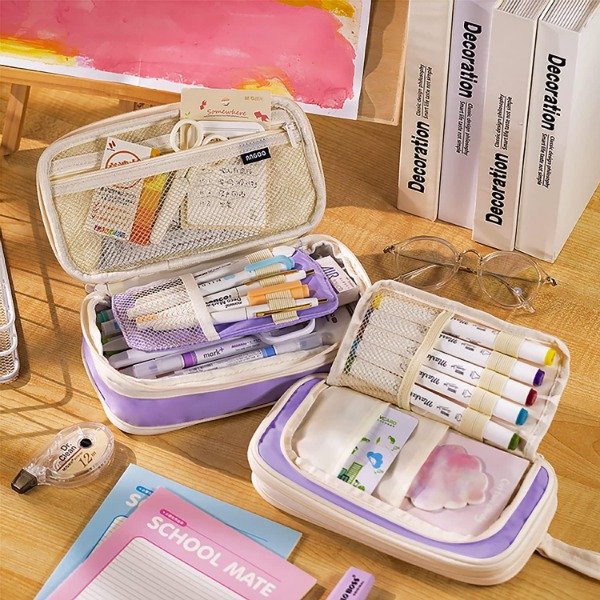 Producto - Cartuchera kawaii gran capacidad divisores 22x12 cm