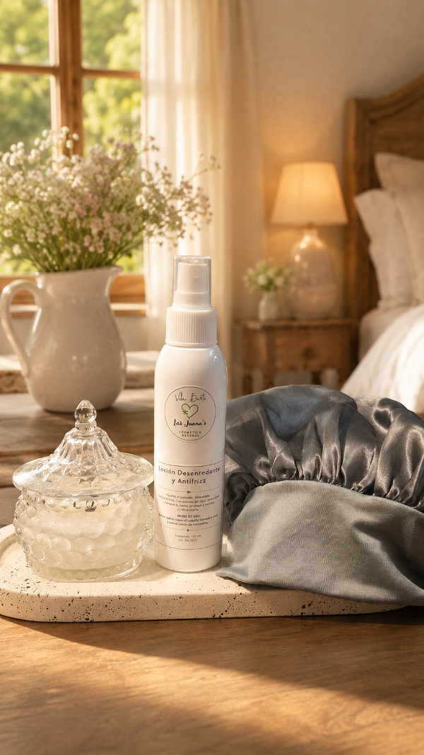 Producto - Loción Desenredante y Antifrizz + Gorro de Satén Antifrizz