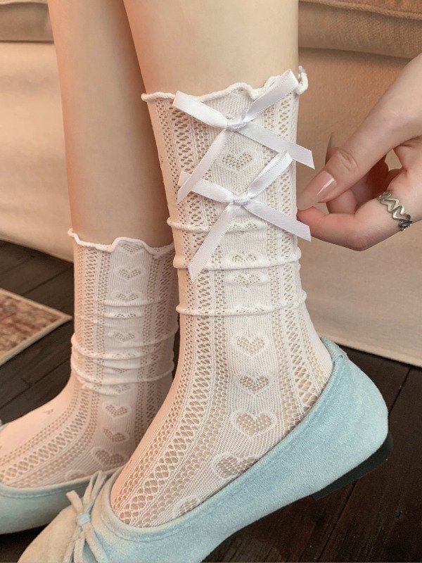 Producto - Medias corta de encaje y doble moño