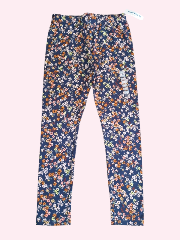 Producto - Calza de algodón azul oscuro con flores de colores Carters 10 años NUEVA