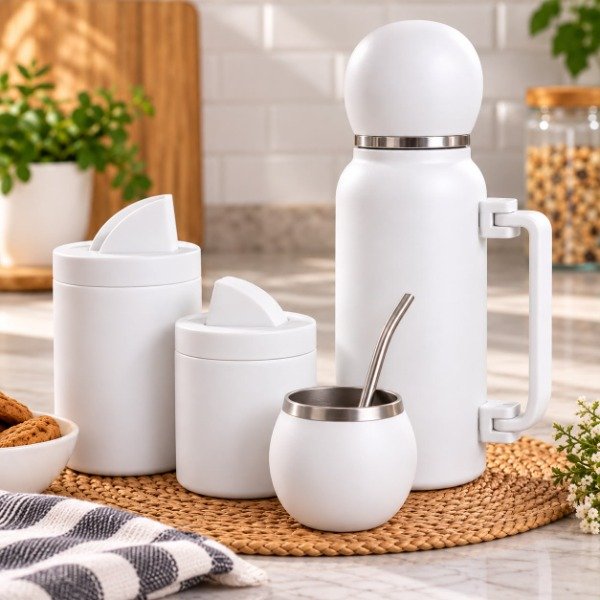 Producto - SET MATERO OVALO YERBERA AZUCARERA MATE Y BOMBILLA TERMO ACERO 1LT - 5